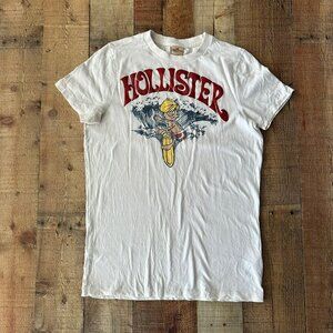 Vintage Hollister Men's Size S Surf Graphic Short Sleeve Tee Shirt in White